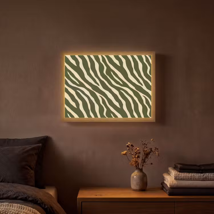 Zebra - Patroon - Groen Light Box met batterij (Wandlamp) middel 907 -sfeer4