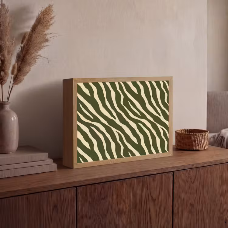 Zebra - Patroon - Groen Light Box met batterij (Wandlamp) middel 907 -sfeer2