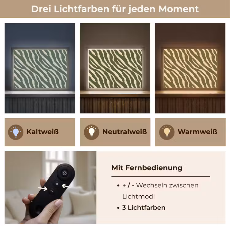 Zebra - Patroon - Groen Light Box met batterij (Wandlamp) middel 907 -USP_lichtkleurDE