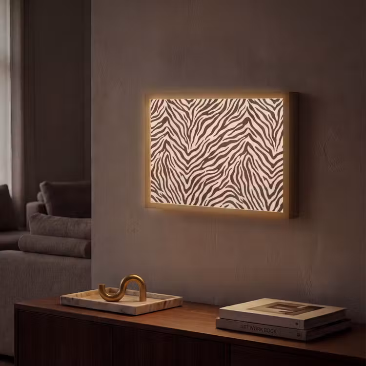 Zebra - Strepen - Bruin Light Box met batterij (Wandlamp) middel -sfeer1