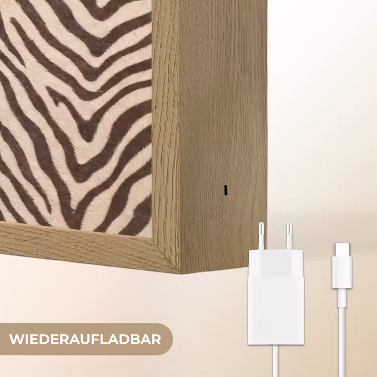 Zebra - Strepen - Bruin Light Box met batterij (Wandlamp) middel -USP_websiteoplaadbaarDE
