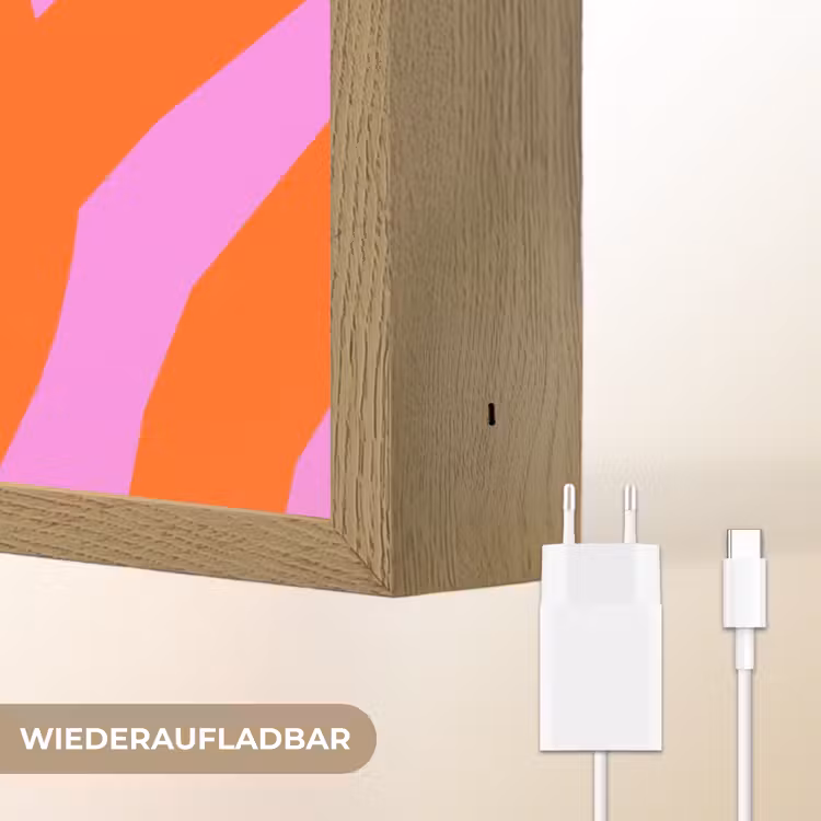 Zebraprint - Grafisch - COOL - Oranje Light Box met batterij (Wandlamp) middel -USP_websiteoplaadbaarDE
