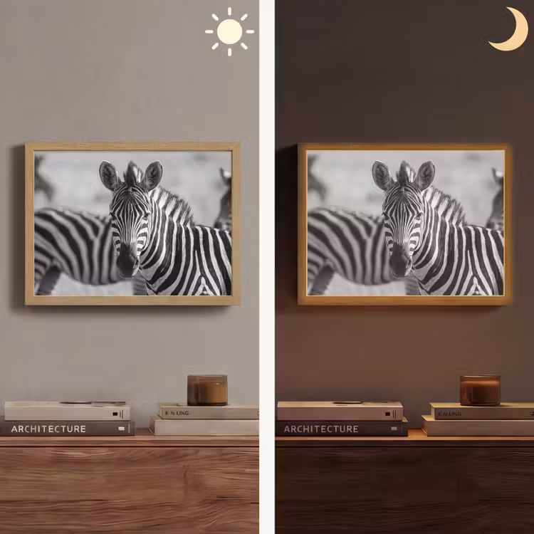 Zebra's - Zwart - Wit Light Box met batterij (Wandlamp) middel -sfeer3