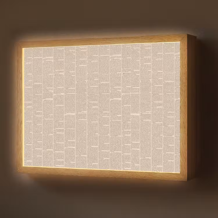 Krant - Nieuws - Historisch - Vintage - Beige Light Box met batterij (Wandlamp) middel -z3d_website