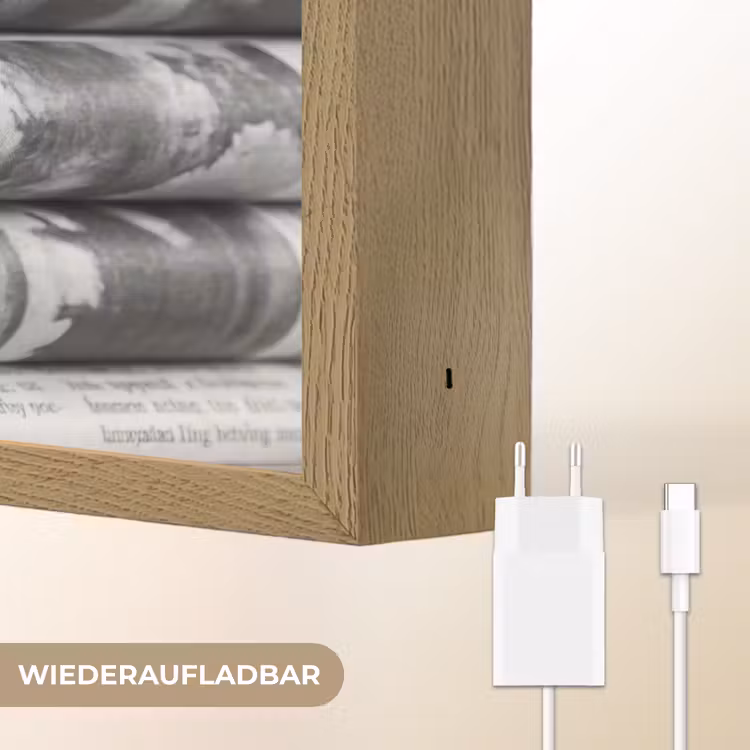 Krant - Stapel - Nieuws - Zwart-wit - Media Light Box met batterij (Wandlamp) middel -USP_websiteoplaadbaarDE