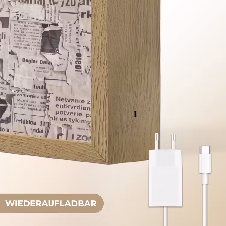 Krant - Gescheurd - Textuur - Abstract - Zwart-wit Light Box met batterij (Wandlamp) middel -USP_websiteoplaadbaarDE