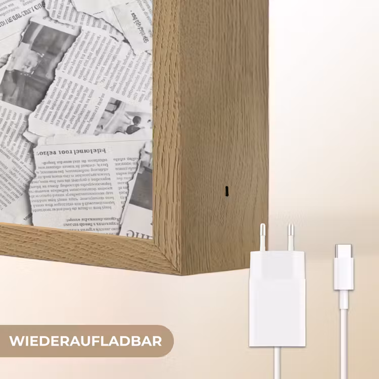 Krant - Versnipperd - Textuur - Zwart-wit - Abstract Light Box met batterij (Wandlamp) middel -USP_websiteoplaadbaarDE