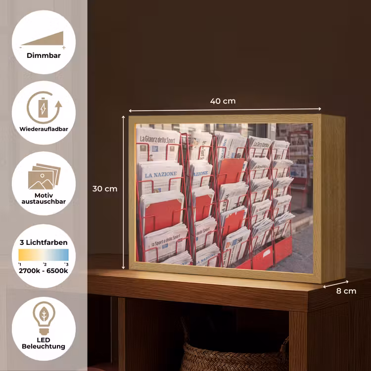 Kranten - Rek - Stedelijk - Dagelijks leven - Rood Light Box met batterij (Wandlamp) middel -USP_websiteoverzichtDE