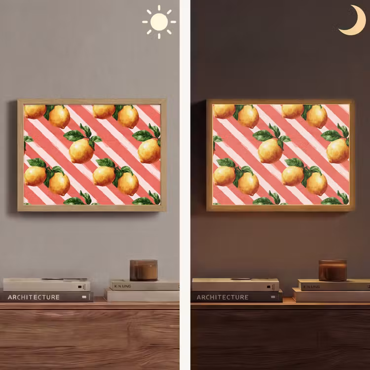 Citroen - Geïllustreerd - Oranje Light Box met batterij (Wandlamp) middel 907 -sfeer3