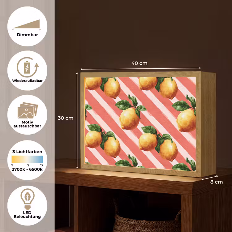 Citroen - Geïllustreerd - Oranje Light Box met batterij (Wandlamp) middel 907 -USP_websiteoverzichtDE