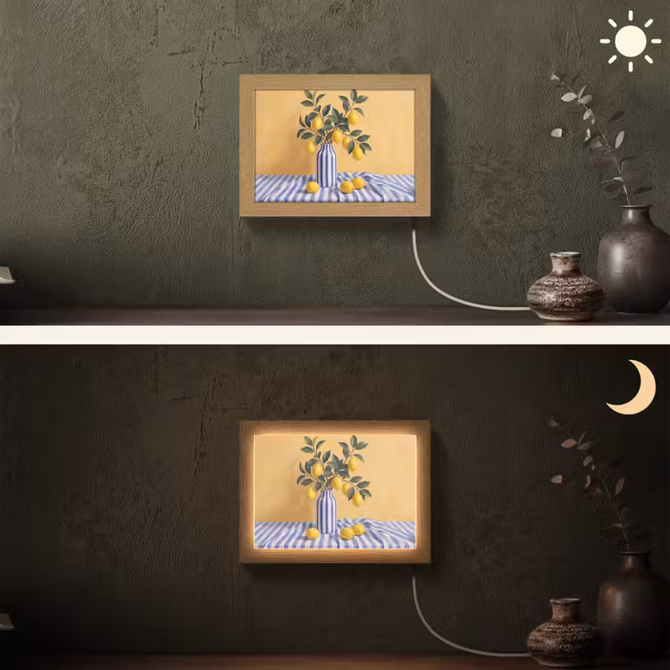 Lightbox - Wandleuchte - Zitrone – Stillleben – Modern - Citroen - Stilleven - Modern Light Box met kabel (Wandlamp) klein