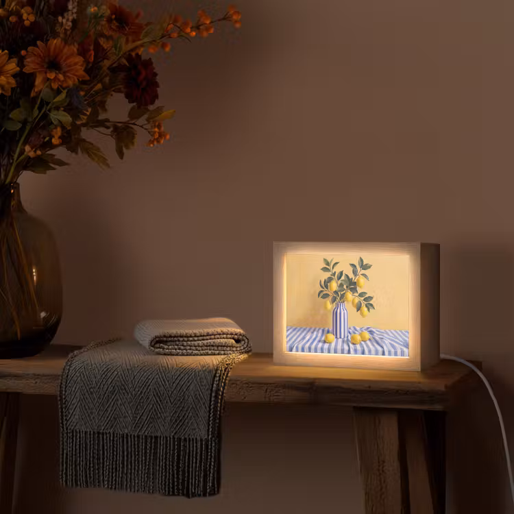 Lightbox - Wandleuchte - Zitrone – Stillleben – Modern - Citroen - Stilleven - Modern Light Box met kabel (Wandlamp) klein