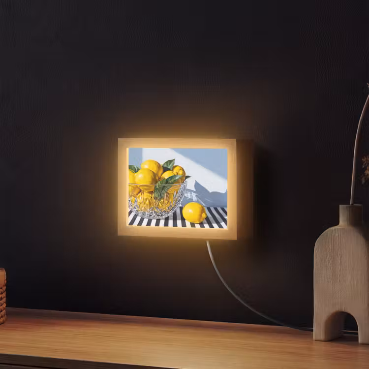 Lightbox - Wandleuchte - Zitronen – Obst – Gelb - Citroenen - Fruit - Geel Light Box met kabel (Wandlamp) klein