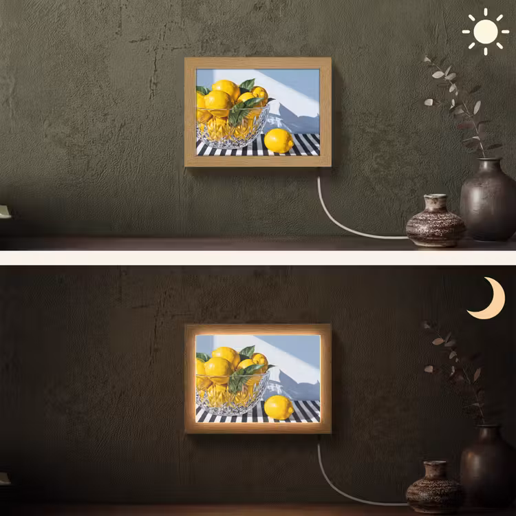 Lightbox - Wandleuchte - Zitronen – Obst – Gelb - Citroenen - Fruit - Geel Light Box met kabel (Wandlamp) klein