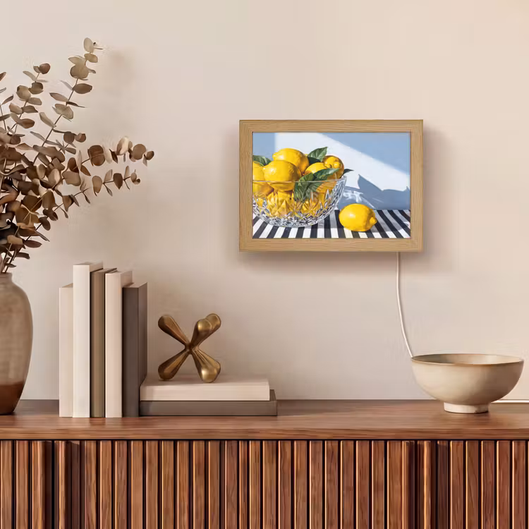 Lightbox - Wandleuchte - Zitronen – Obst – Gelb - Citroenen - Fruit - Geel Light Box met kabel (Wandlamp) klein