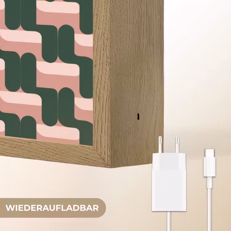 Vlechtpatroon - Groen - Roze - Geometrisch Light Box met batterij (Wandlamp) middel 907 -USP_websiteoplaadbaarDE