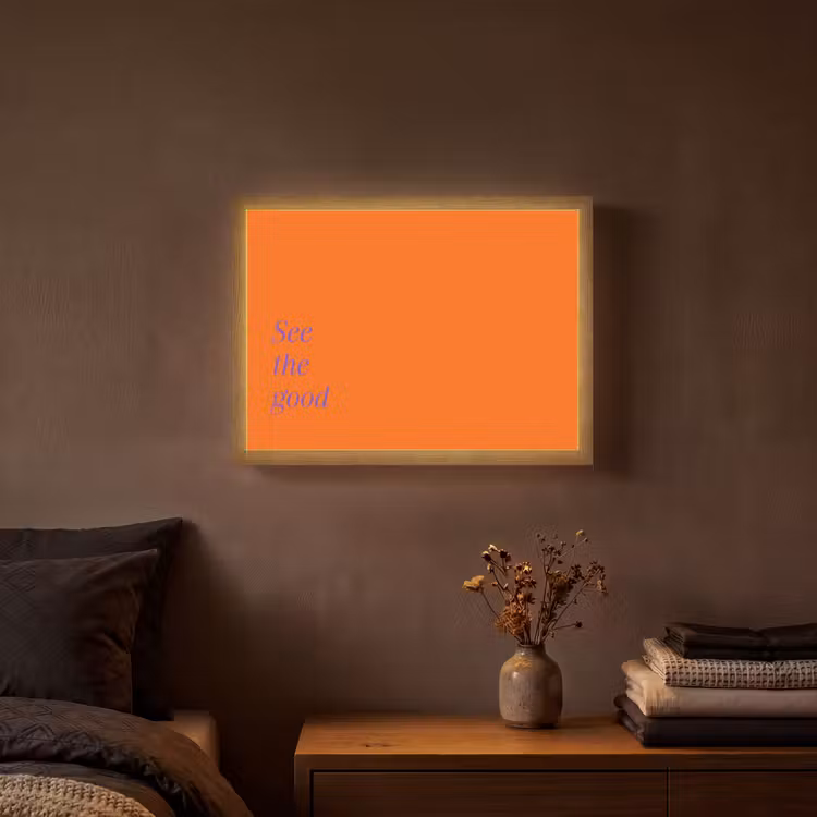 See te good - Paars - Oranje Light Box met batterij (Wandlamp) middel -sfeer4