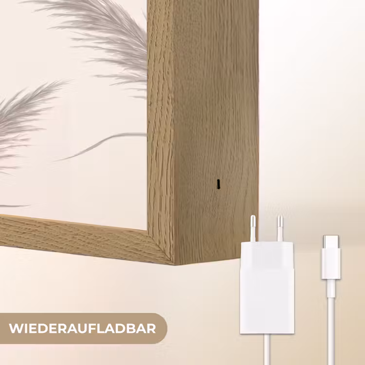 Abstract - Bogen - Plant - Boho - Beige Light Box met batterij (Wandlamp) middel -USP_websiteoplaadbaarDE