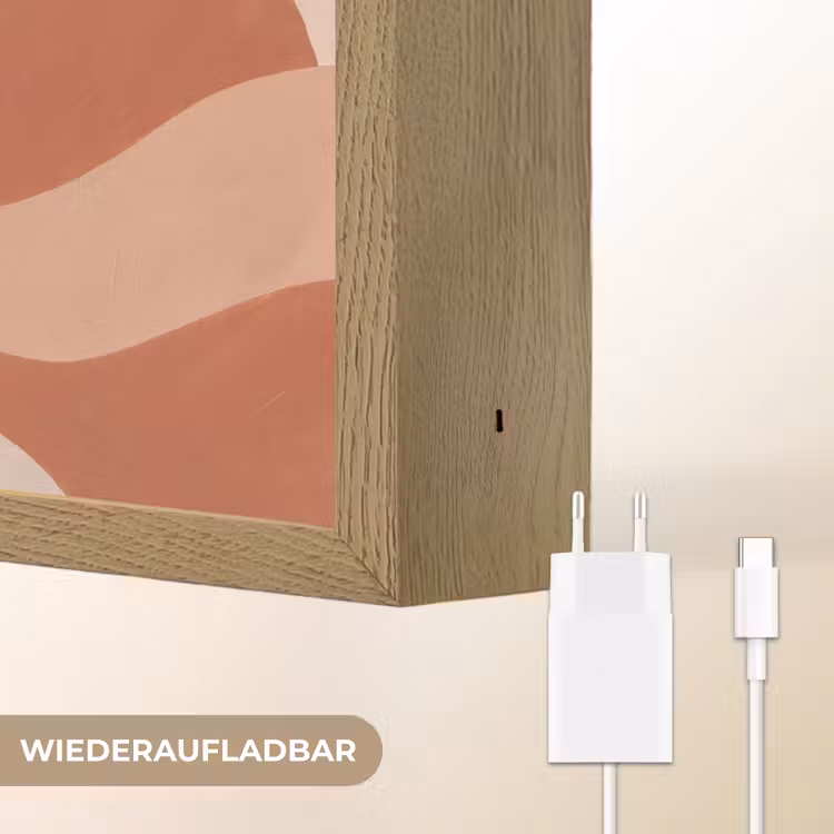 Abstract - Vormen - Organisch - Aardetinten - Modern Light Box met batterij (Wandlamp) middel -USP_websiteoplaadbaarDE