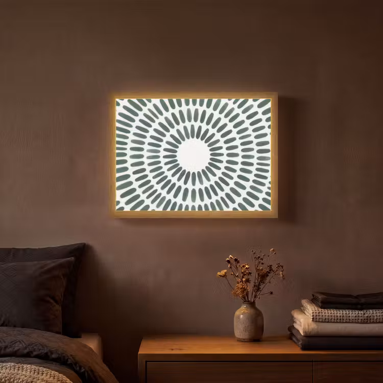 Abstract - Cirkel - Patroon - Modern - Groen Light Box met batterij (Wandlamp) middel -sfeer4