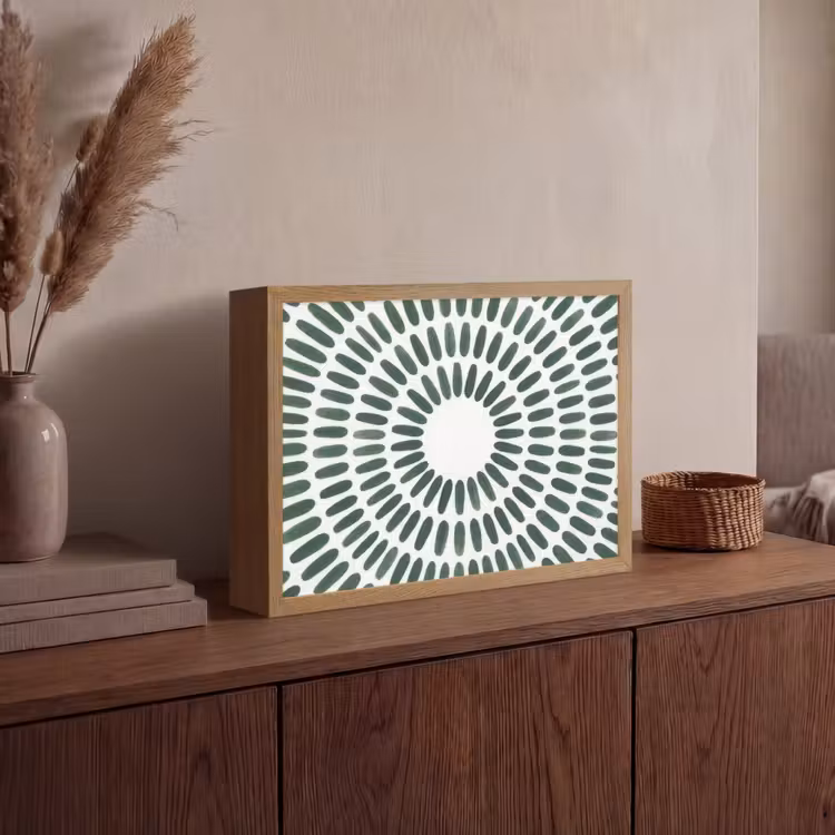 Abstract - Cirkel - Patroon - Modern - Groen Light Box met batterij (Wandlamp) middel -sfeer2