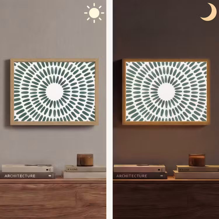 Abstract - Cirkel - Patroon - Modern - Groen Light Box met batterij (Wandlamp) middel -sfeer3