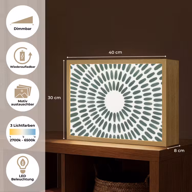 Abstract - Cirkel - Patroon - Modern - Groen Light Box met batterij (Wandlamp) middel -USP_websiteoverzichtDE