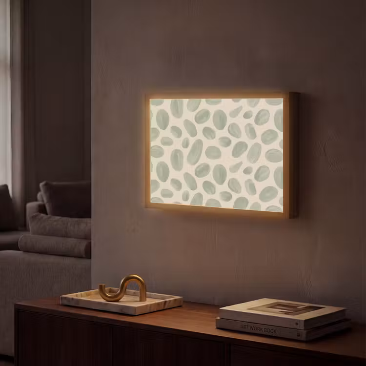 Abstract - Patroon - Organisch - Groen - Modern Light Box met batterij (Wandlamp) middel -sfeer1