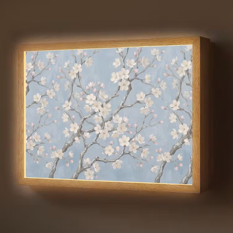 Takken - Kersenbloesem - Blauw Light Box met batterij (Wandlamp) middel -z3d_website