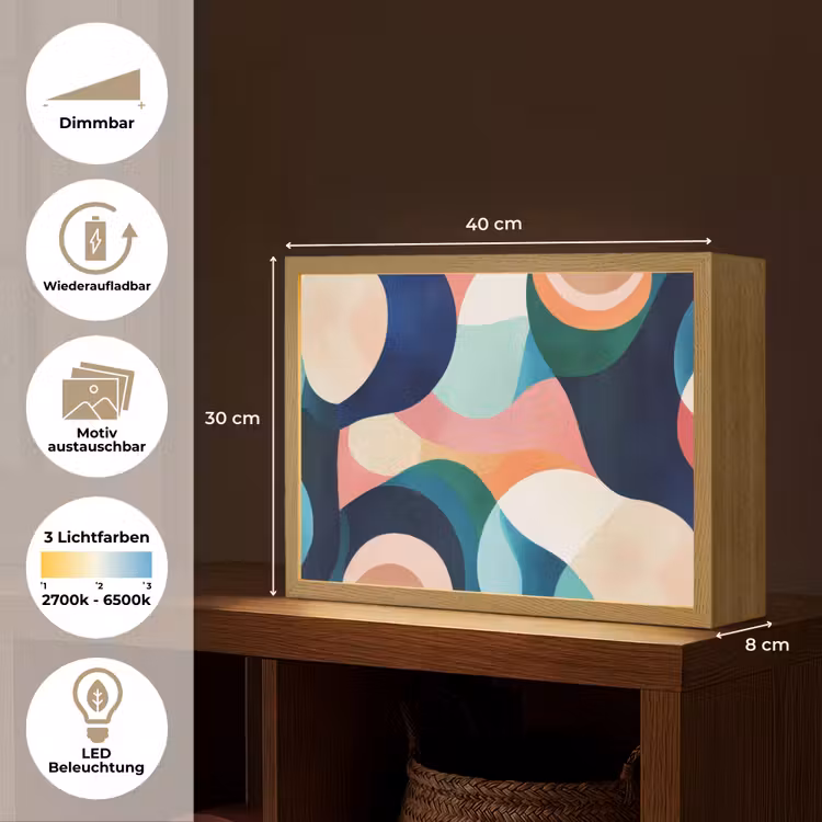 Abstract - Blauw - Roze Light Box met batterij (Wandlamp) middel -USP_websiteoverzichtDE