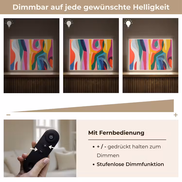 Abstract - Kleurrijk - Golven - Lijnen Light Box met batterij (Wandlamp) middel -USP_dimbaarDE