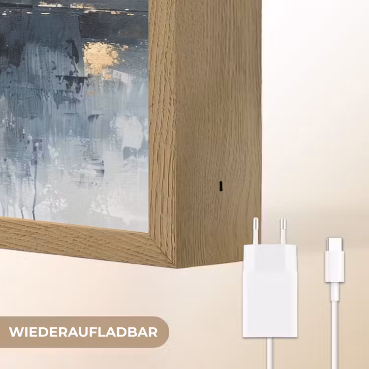 Abstract - Verf - Kunst - Goud Light Box met batterij (Wandlamp) middel -USP_websiteoplaadbaarDE