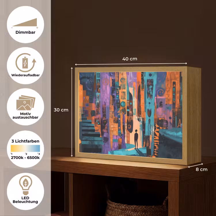 Abstract - Figuren - Kleurrijk Light Box met batterij (Wandlamp) middel -USP_websiteoverzichtDE