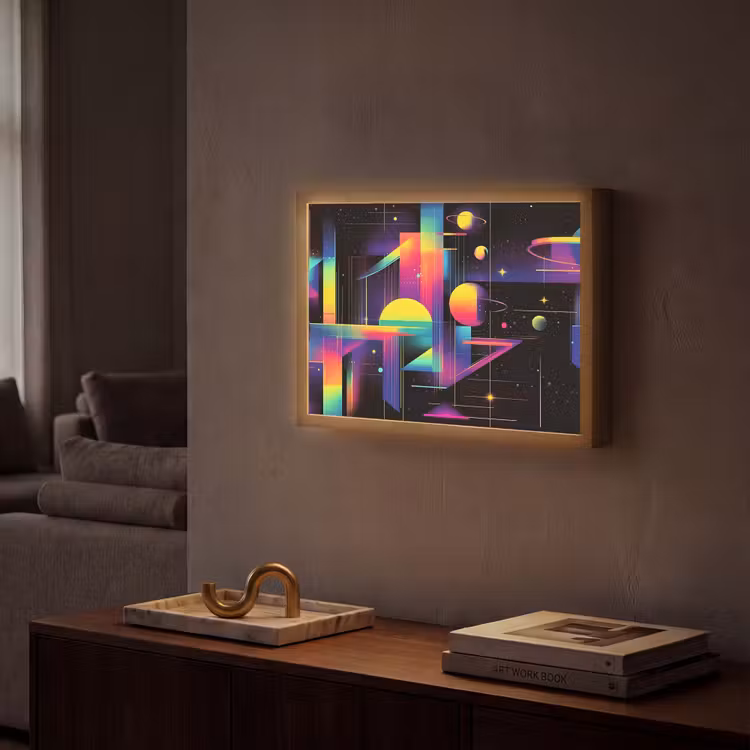Abstract - Vormen - Kleurrijk - Lijnen Light Box met batterij (Wandlamp) middel -sfeer1