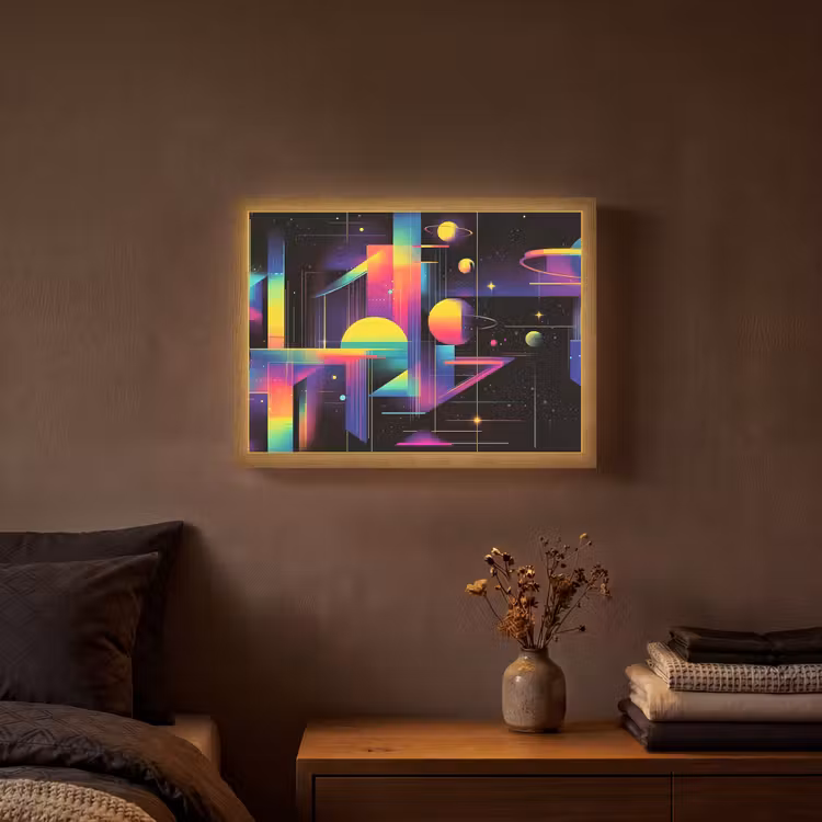 Abstract - Vormen - Kleurrijk - Lijnen Light Box met batterij (Wandlamp) middel -sfeer4