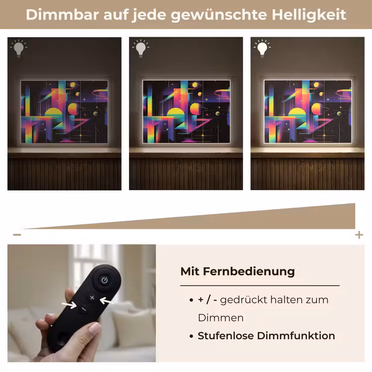 Abstract - Vormen - Kleurrijk - Lijnen Light Box met batterij (Wandlamp) middel -USP_dimbaarDE