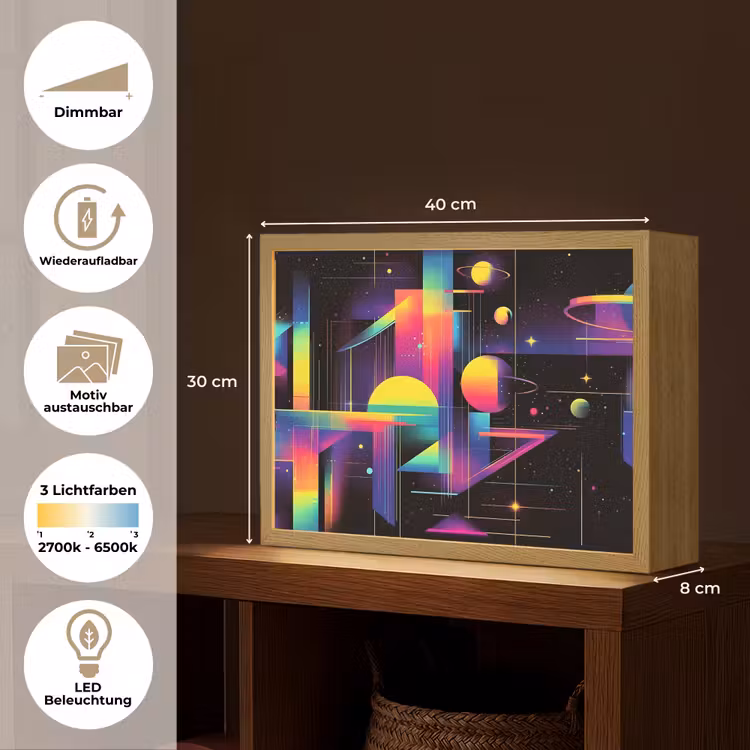 Abstract - Vormen - Kleurrijk - Lijnen Light Box met batterij (Wandlamp) middel -USP_websiteoverzichtDE