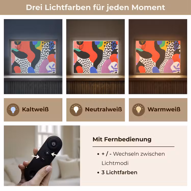 Abstract - Vormen - Kleuren - Stippen Light Box met batterij (Wandlamp) middel -USP_lichtkleurDE