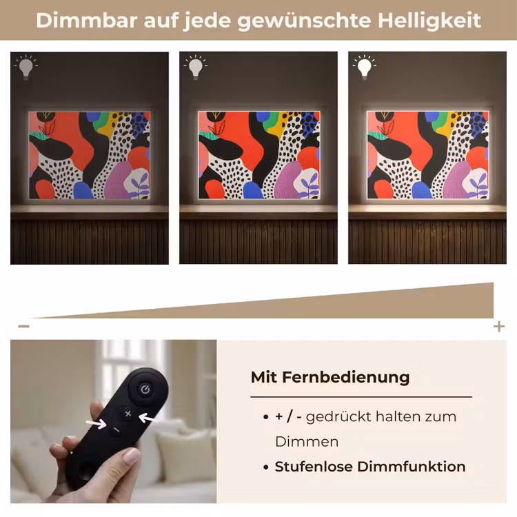 Abstract - Vormen - Kleuren - Stippen Light Box met batterij (Wandlamp) middel -USP_dimbaarDE