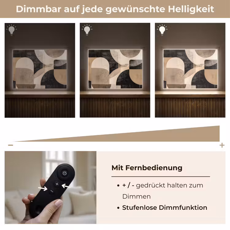 Abstract - Vormen - Modern - Beige Light Box met batterij (Wandlamp) middel -USP_dimbaarDE