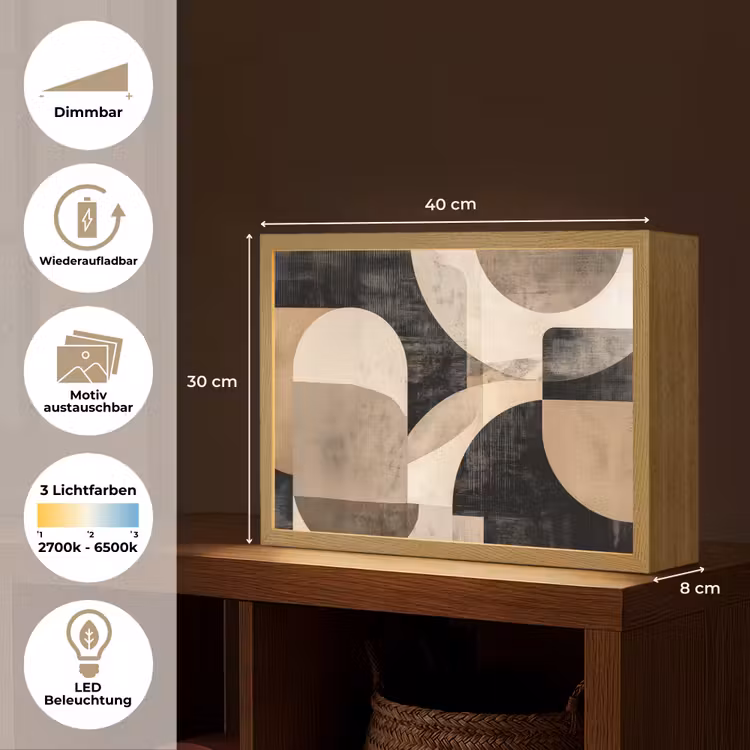 Abstract - Vormen - Modern - Beige Light Box met batterij (Wandlamp) middel -USP_websiteoverzichtDE