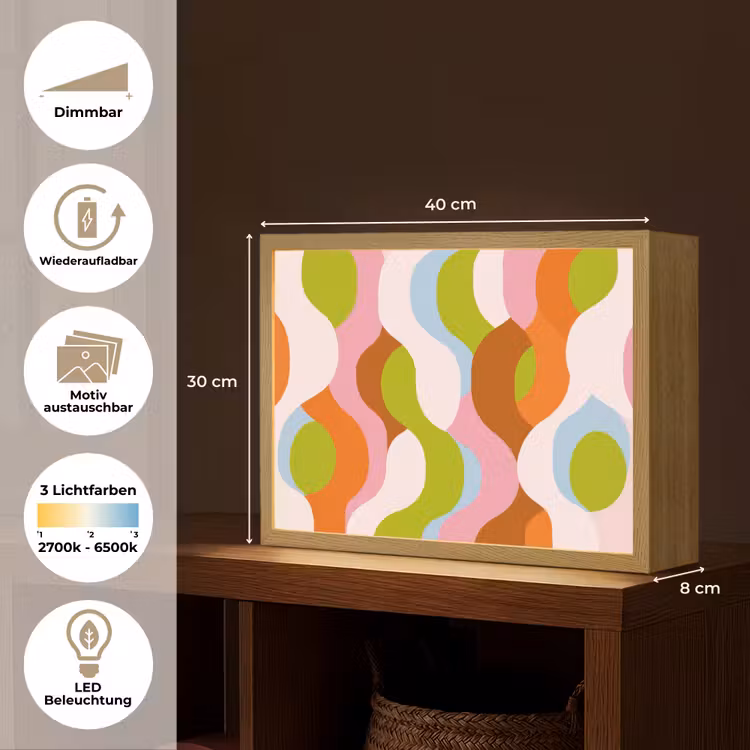 Abstract - Vormen - Roze Light Box met batterij (Wandlamp) middel -USP_websiteoverzichtDE