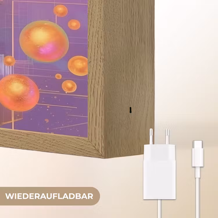 Abstract - Vrouw - Bloemenkroon - Goud Light Box met batterij (Wandlamp) middel -USP_websiteoplaadbaarDE