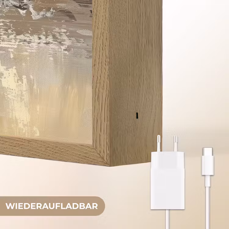 Abstract - Geel - Modern - Beige Light Box met batterij (Wandlamp) middel -USP_websiteoplaadbaarDE