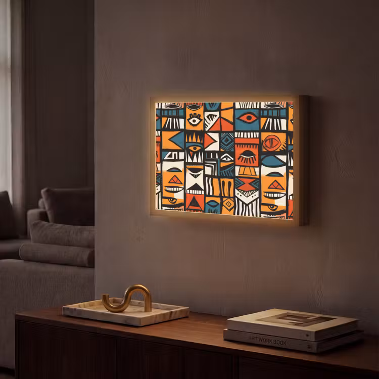 Abstract - Gezichten - Mozaïek Light Box met batterij (Wandlamp) middel -sfeer1