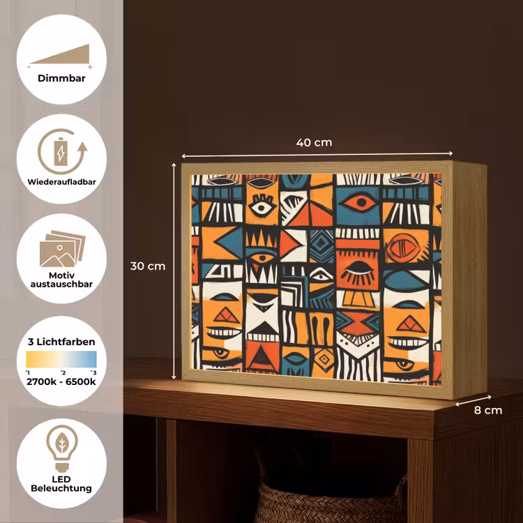 Abstract - Gezichten - Mozaïek Light Box met batterij (Wandlamp) middel -USP_websiteoverzichtDE