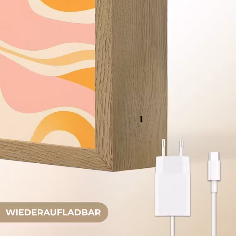 Abstract - Golvend - Oranje Light Box met batterij (Wandlamp) middel -USP_websiteoplaadbaarDE