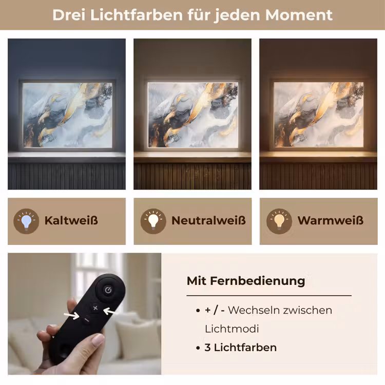 Abstract - Goud - Verf - Aesthetic - Art Light Box met batterij (Wandlamp) middel -USP_lichtkleurDE