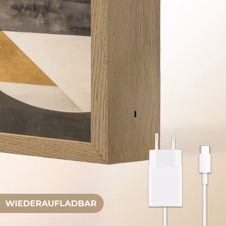 Abstract - Goud - Grijs - Vormen - Geometrisch Light Box met batterij (Wandlamp) middel -USP_websiteoplaadbaarDE