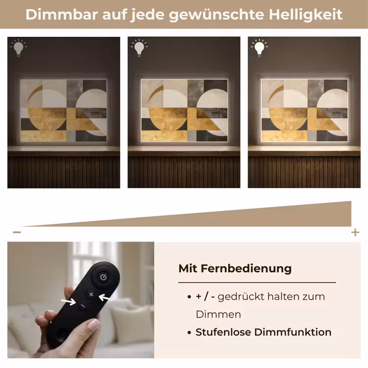 Abstract - Goud - Grijs - Vormen - Geometrisch Light Box met batterij (Wandlamp) middel -USP_dimbaarDE